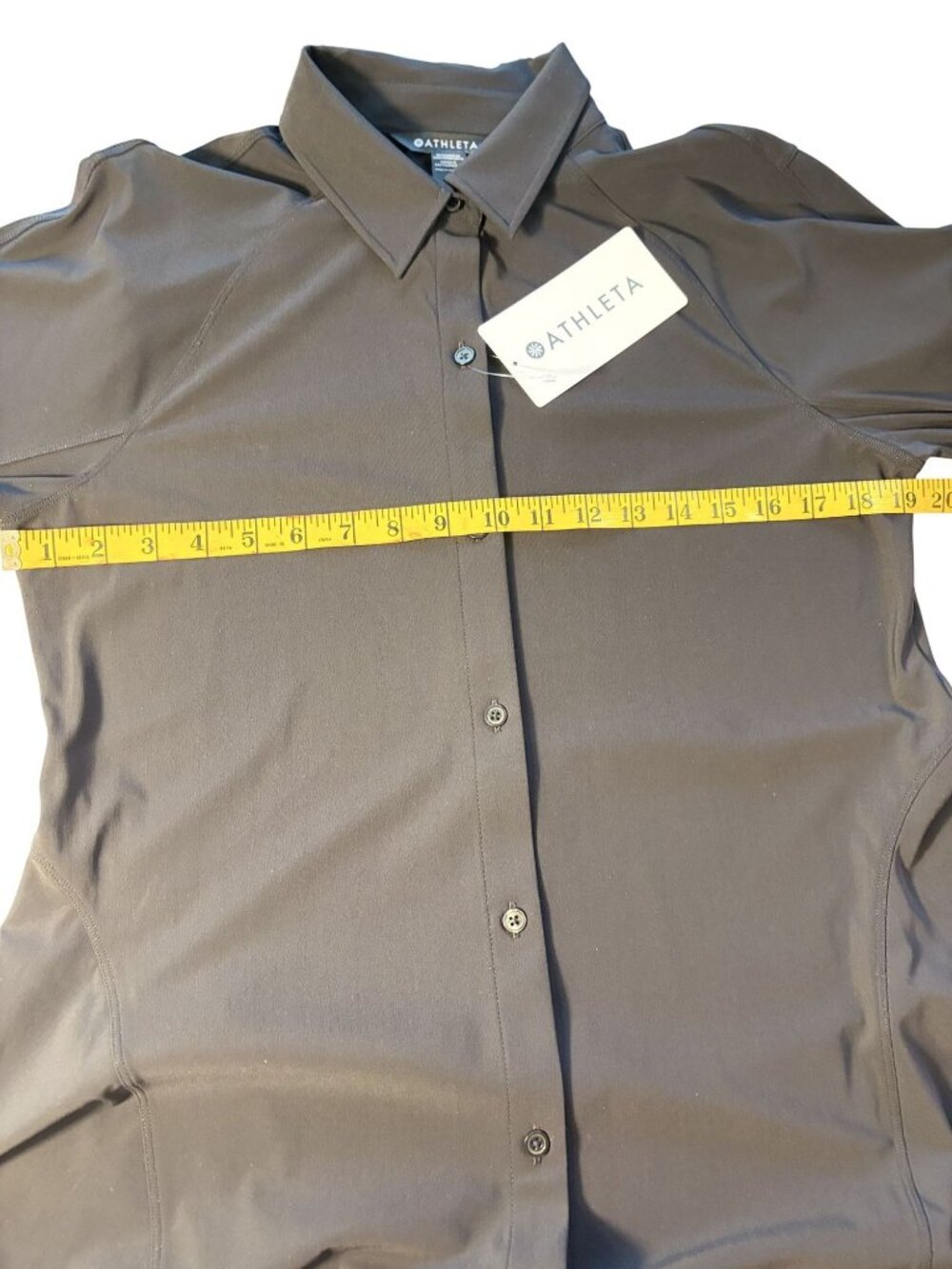 Athleta Black Long-Sleeve Midi Shirt Dress Collared Button-Down Versatile Style - Picture 7 of 16